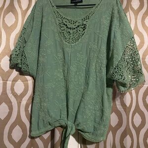 Lace Green Top by Lane Bryant